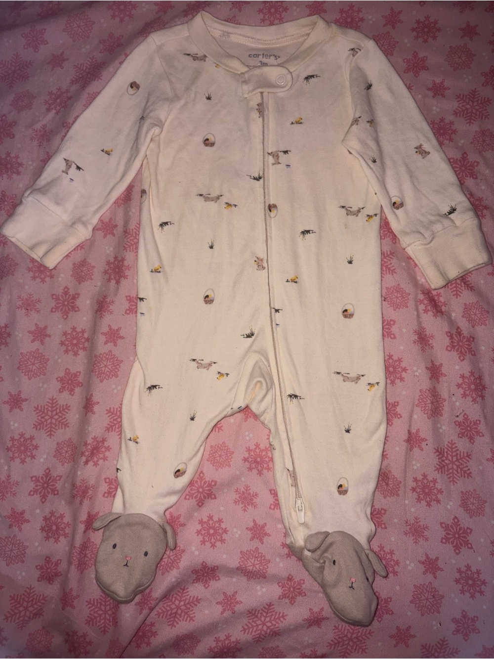 Carter's Cream Footed One-Piece Pajama with Bunny Feet